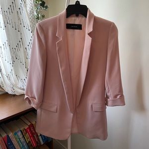 Zara XS light pink blazer pearl buttons NWOT